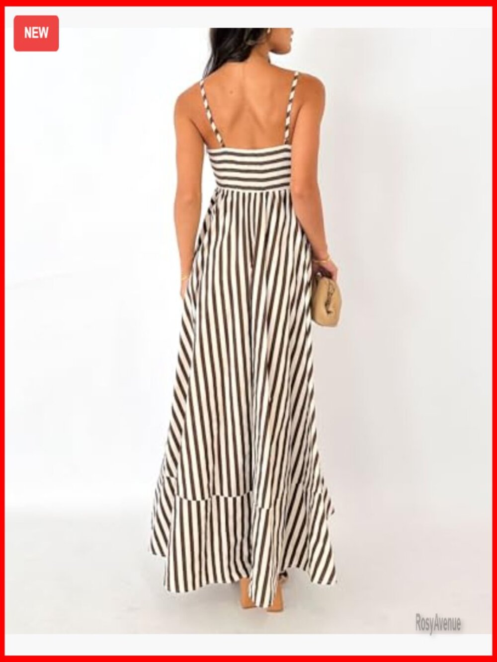 Striped Maxi Dress Smocked Backless Spaghetti Strap Boho Sundress - Picture 3 of 6